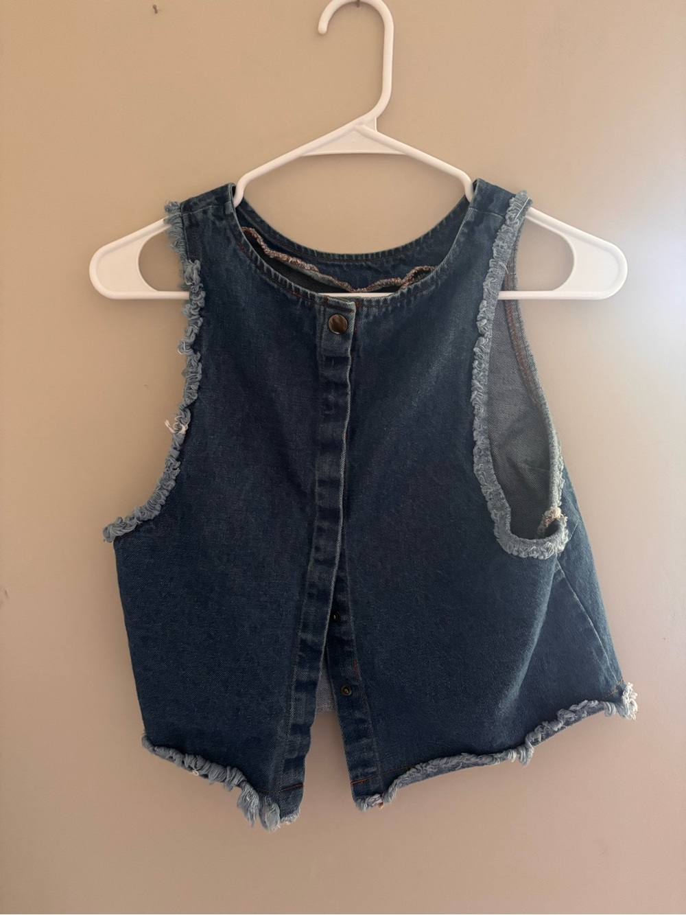 ASTR the label | denim button up back frayed edge tank - Picture 3 of 7